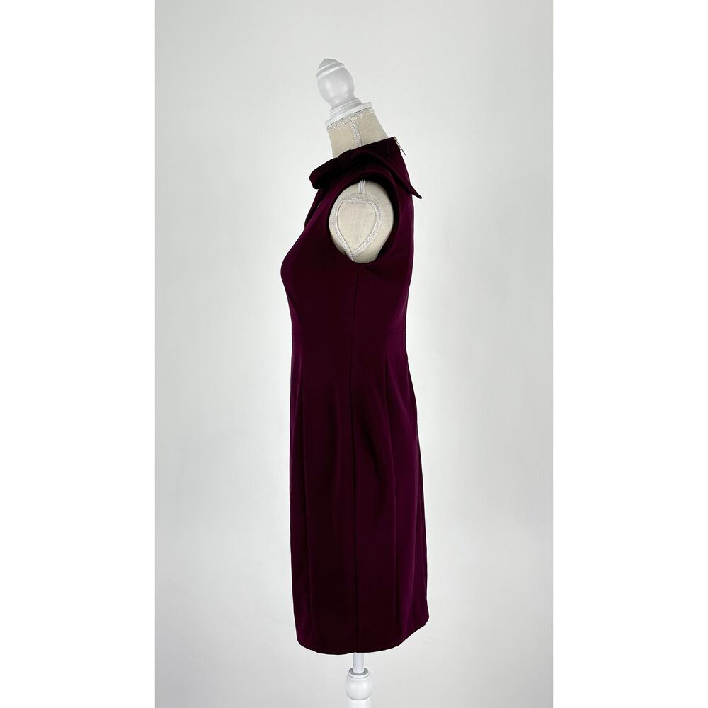 Calvin Klein Bow Neck Sheath Dress Womens Size 8 Petite New Aubergine Sleeveless - Picture 8 of 12